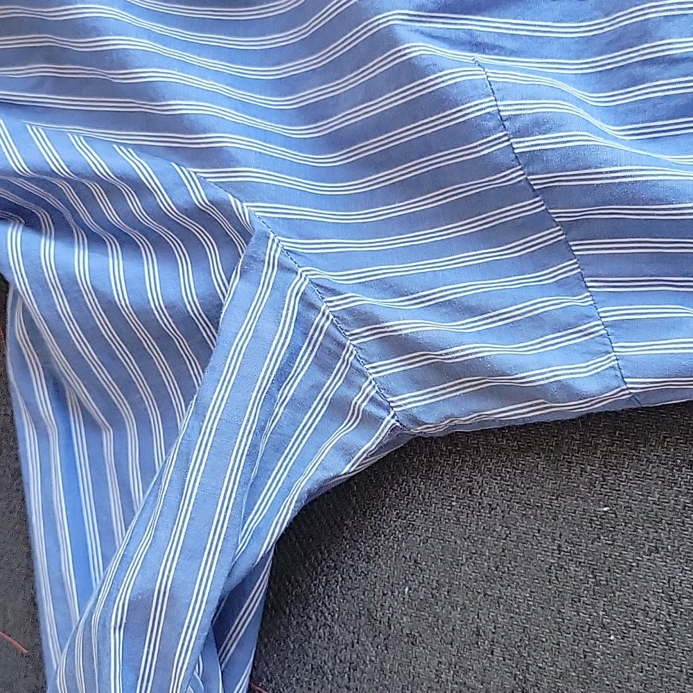 Ann Taylor Button Down Blue and White Striped Shirt Size Medium - Picture 3 of 7